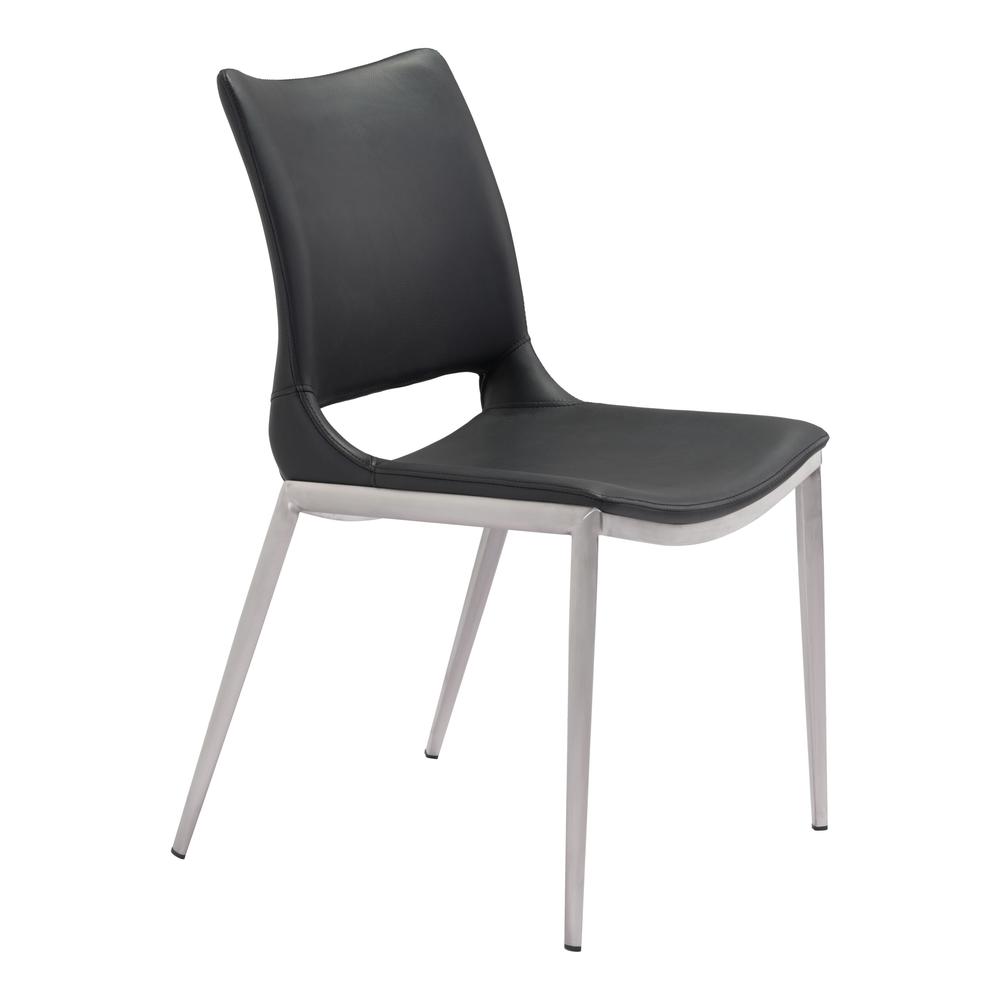 Ace Dining Chair (Set of 2), Black & Brushed Stainless Steel, Belen Kox. Picture 1
