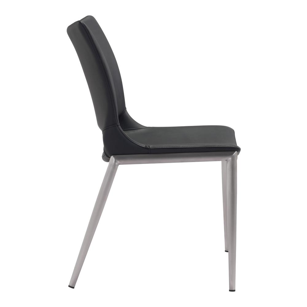 Ace Dining Chair (Set of 2), Black & Brushed Stainless Steel, Belen Kox. Picture 2