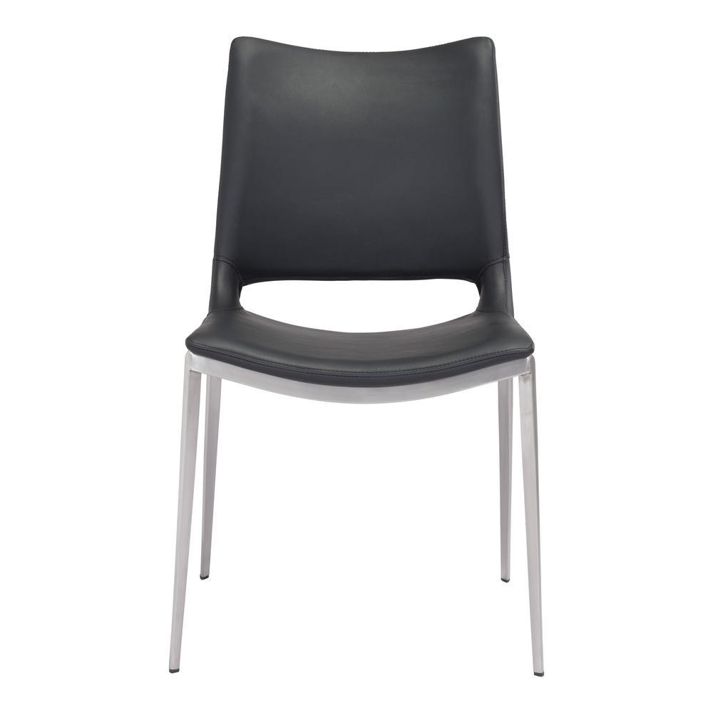 Ace Dining Chair (Set of 2), Black & Brushed Stainless Steel, Belen Kox. Picture 3