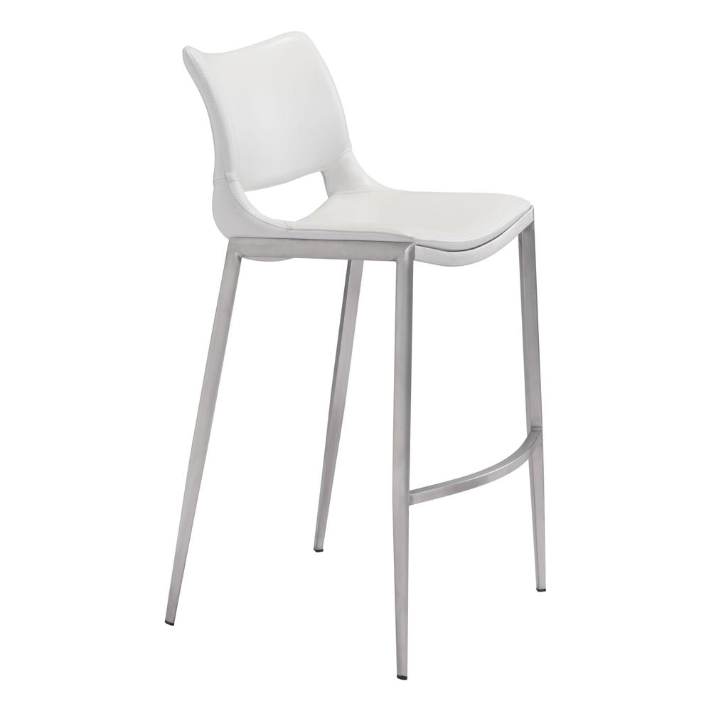 Ace Bar Chair (Set of 2), White & Brushed Stainless Steel, Belen Kox. Picture 1