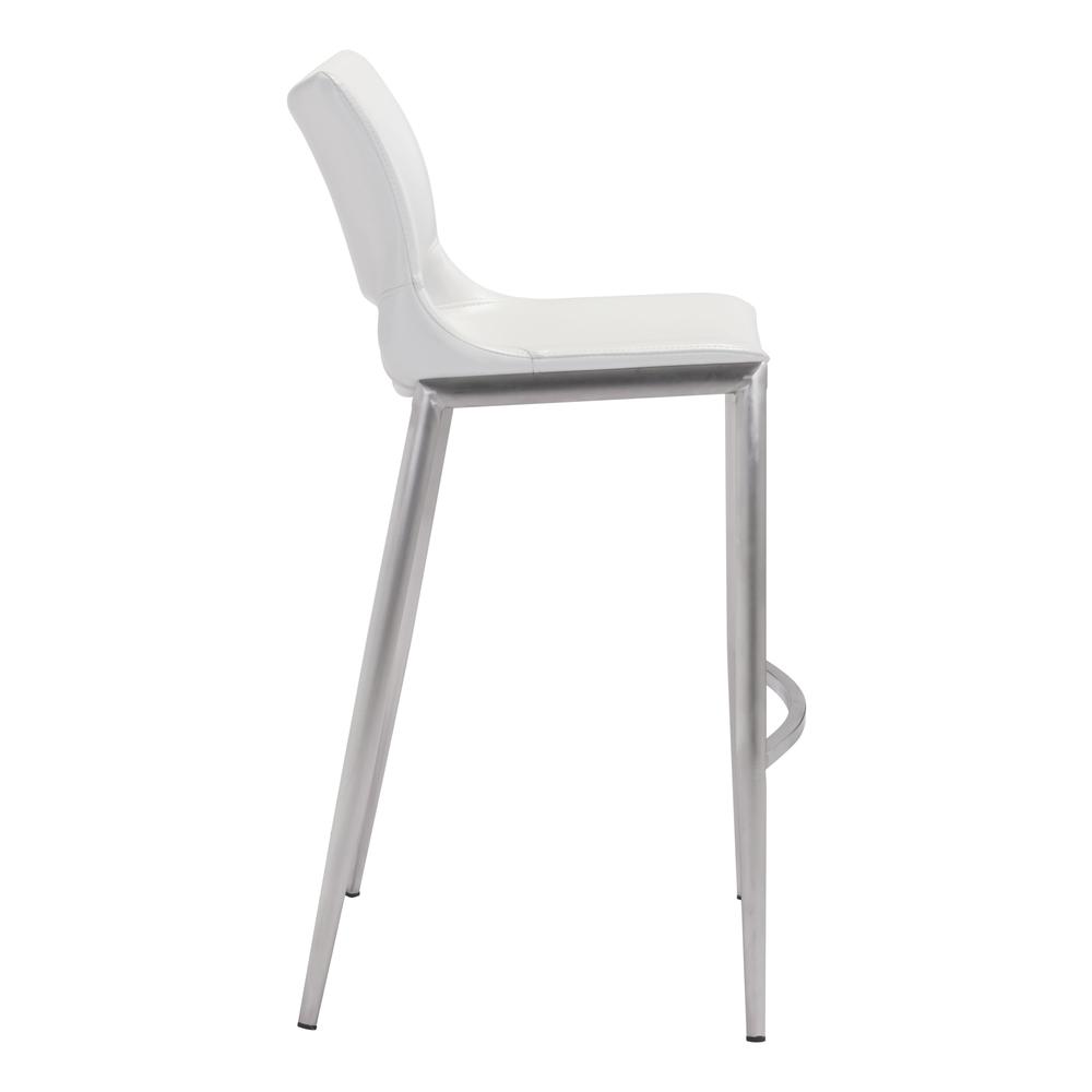 Ace Bar Chair (Set of 2), White & Brushed Stainless Steel, Belen Kox. Picture 2