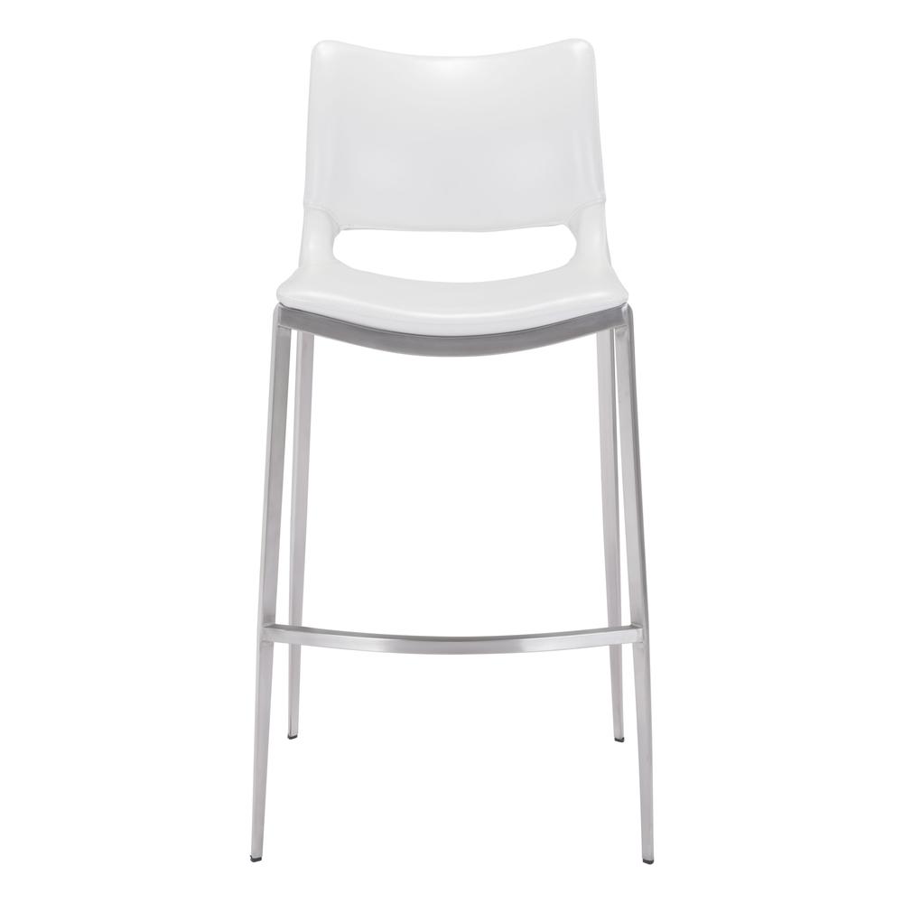Ace Bar Chair (Set of 2), White & Brushed Stainless Steel, Belen Kox. Picture 3