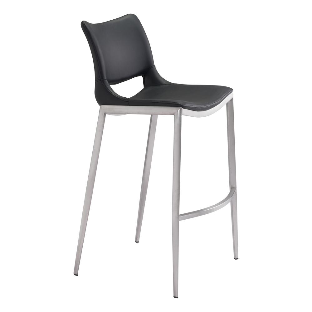 Ace Bar Chair (Set of 2), Black & Brushed Stainless Steel, Belen Kox. Picture 1