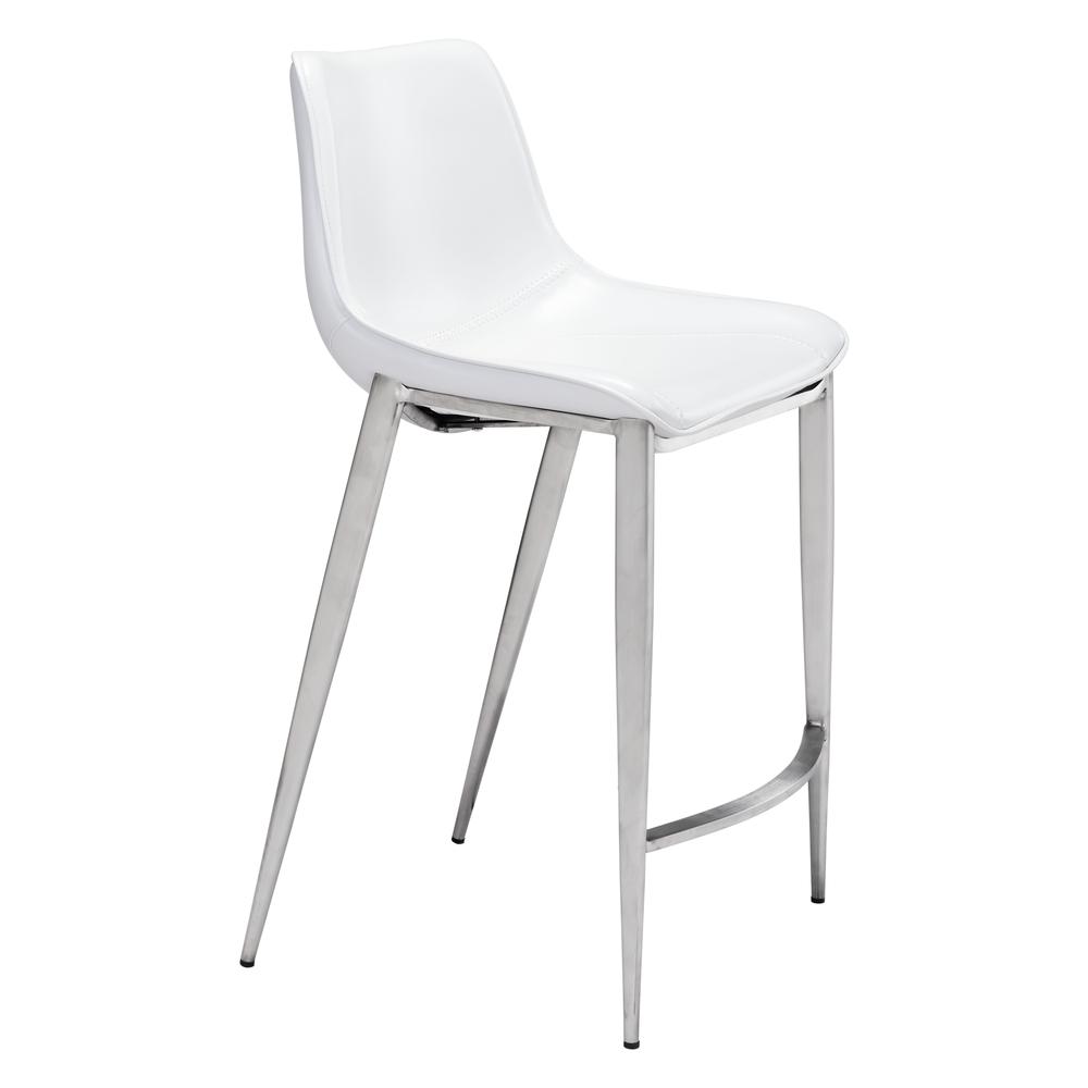 Magnus Counter Chair (Set of 2), White & Brushed Stainless, Belen Kox. Picture 1