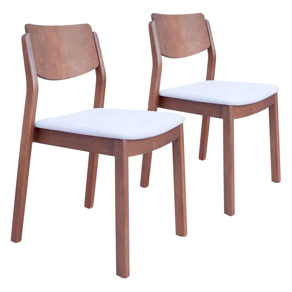 Desdamona Dining Chair (Set of 2) Light Gray & Walnut. Picture 1