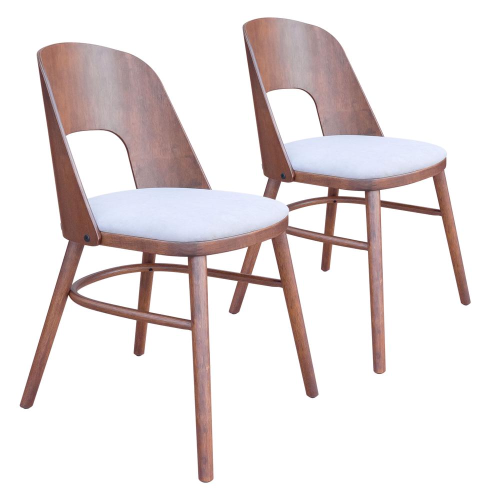 Iago Dining Chair (Set of 2) Light Gray & Walnut. Picture 1