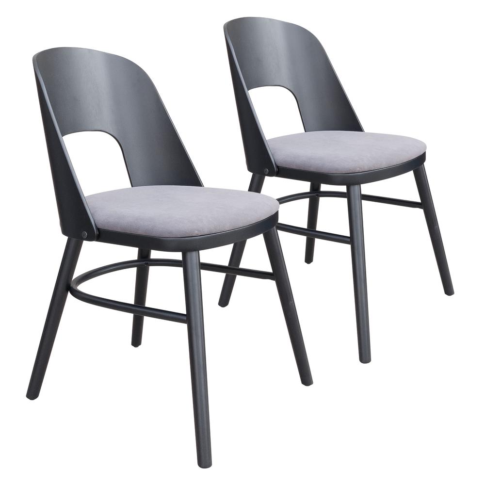 Iago Dining Chair (Set of 2) Gray & Black. Picture 1