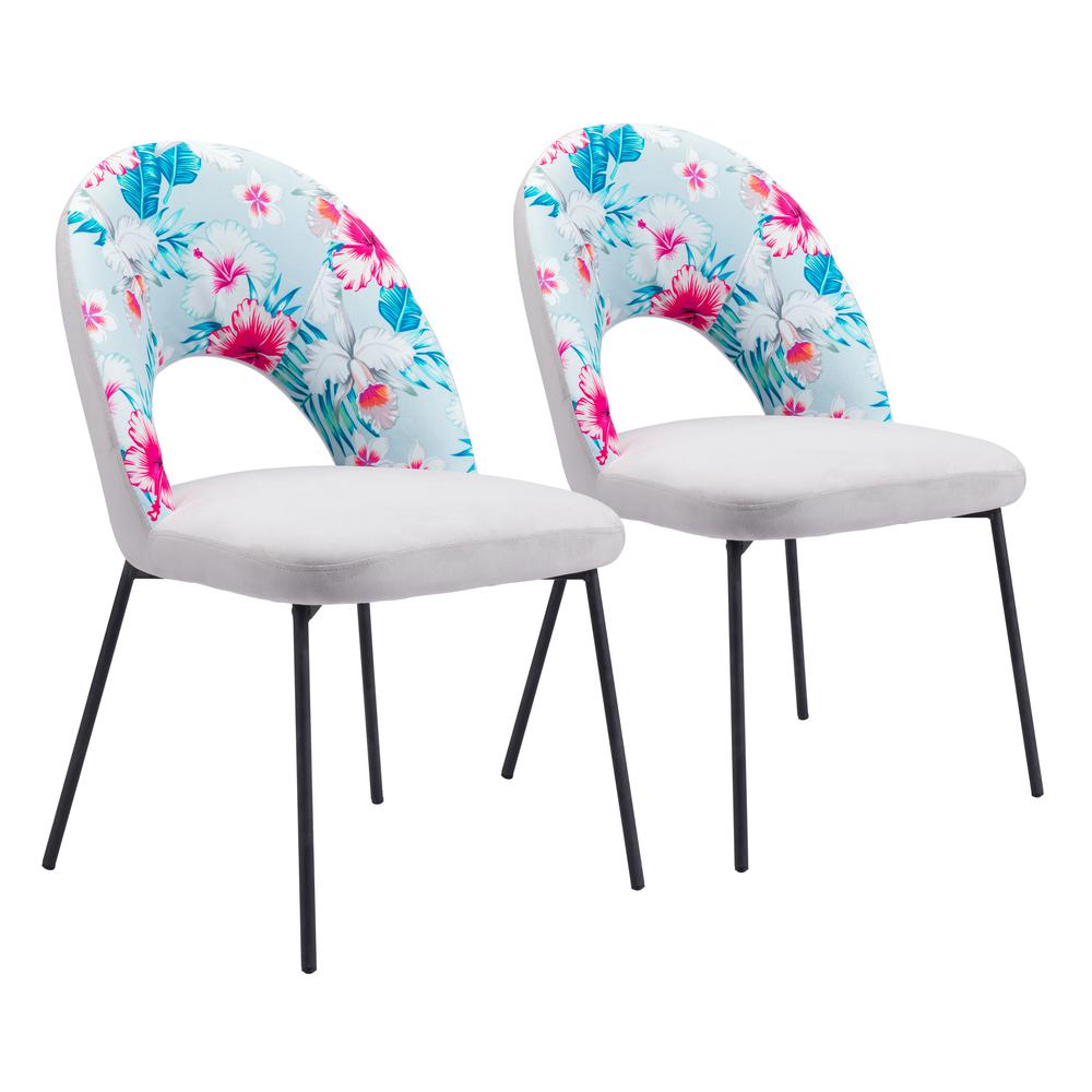 Torrey Dining Chair (Set of 2) Multicolor Print & Gray. Picture 1