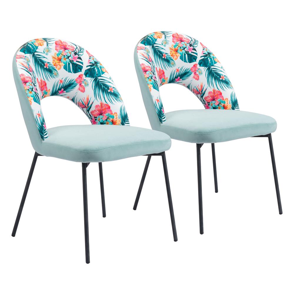 Bethpage Dining Chair (Set of 2) Multicolor Print & Green. Picture 1