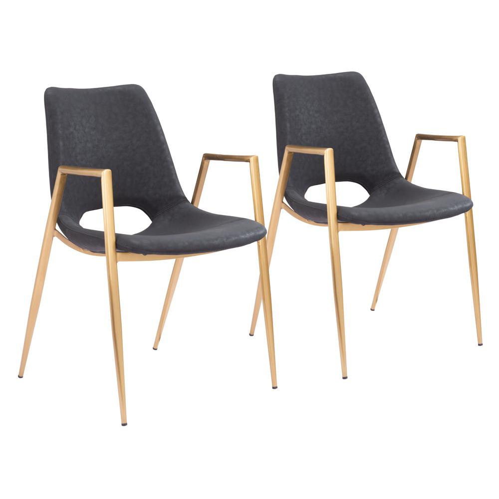 Desi Dining Chair (Set of 2) Black & Gold. Picture 9