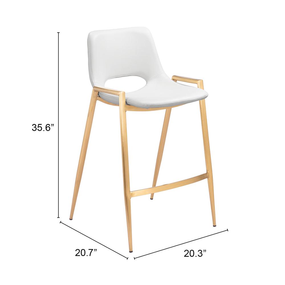 Desi Counter Stool (Set of 2) White & Gold. Picture 8