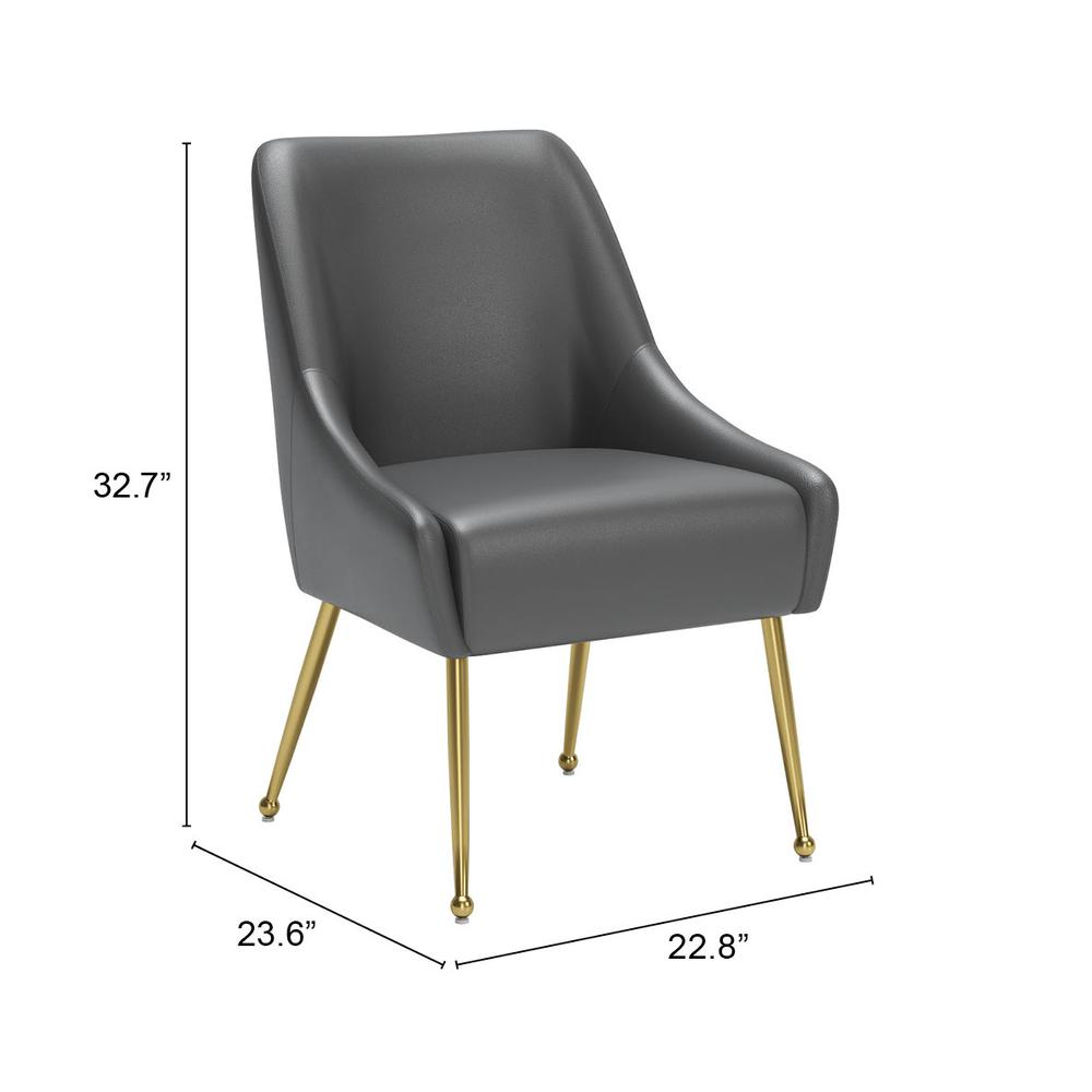 Maxine Dining Chair Gray & Gold. Picture 10