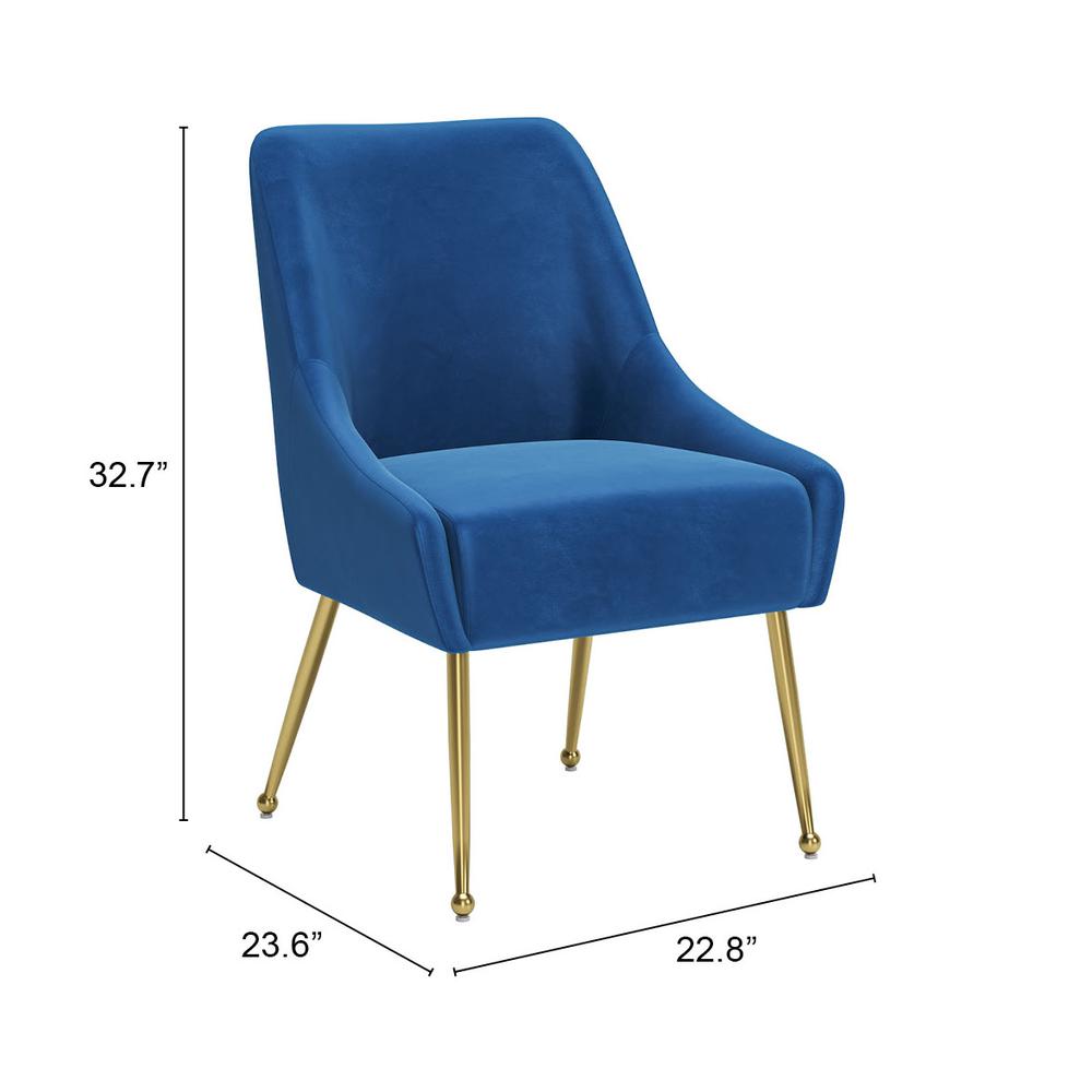 Maxine Dining Chair Navy Blue & Gold. Picture 10