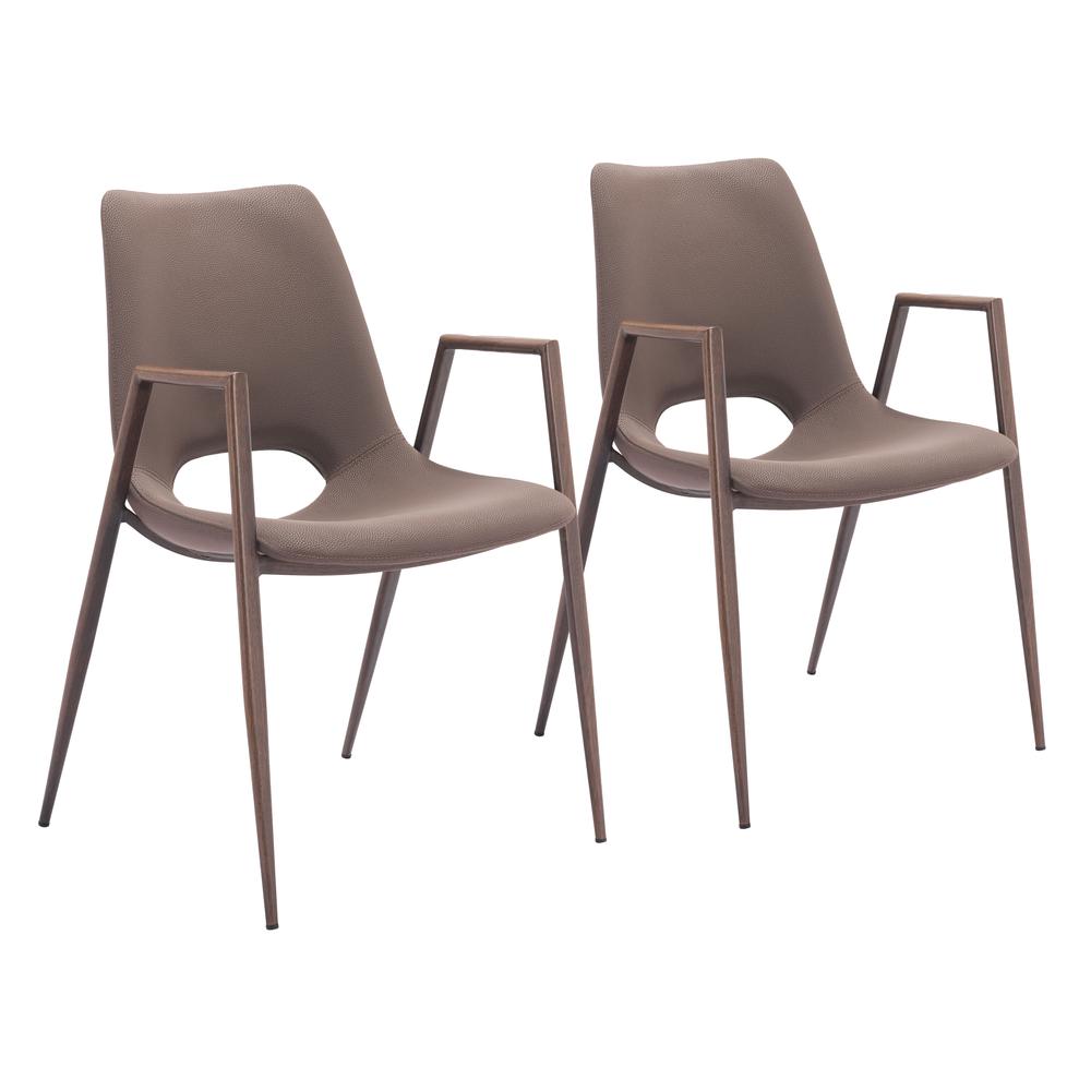 Desi Dining Chair (Set of 2) Brown & Walnut. Picture 9