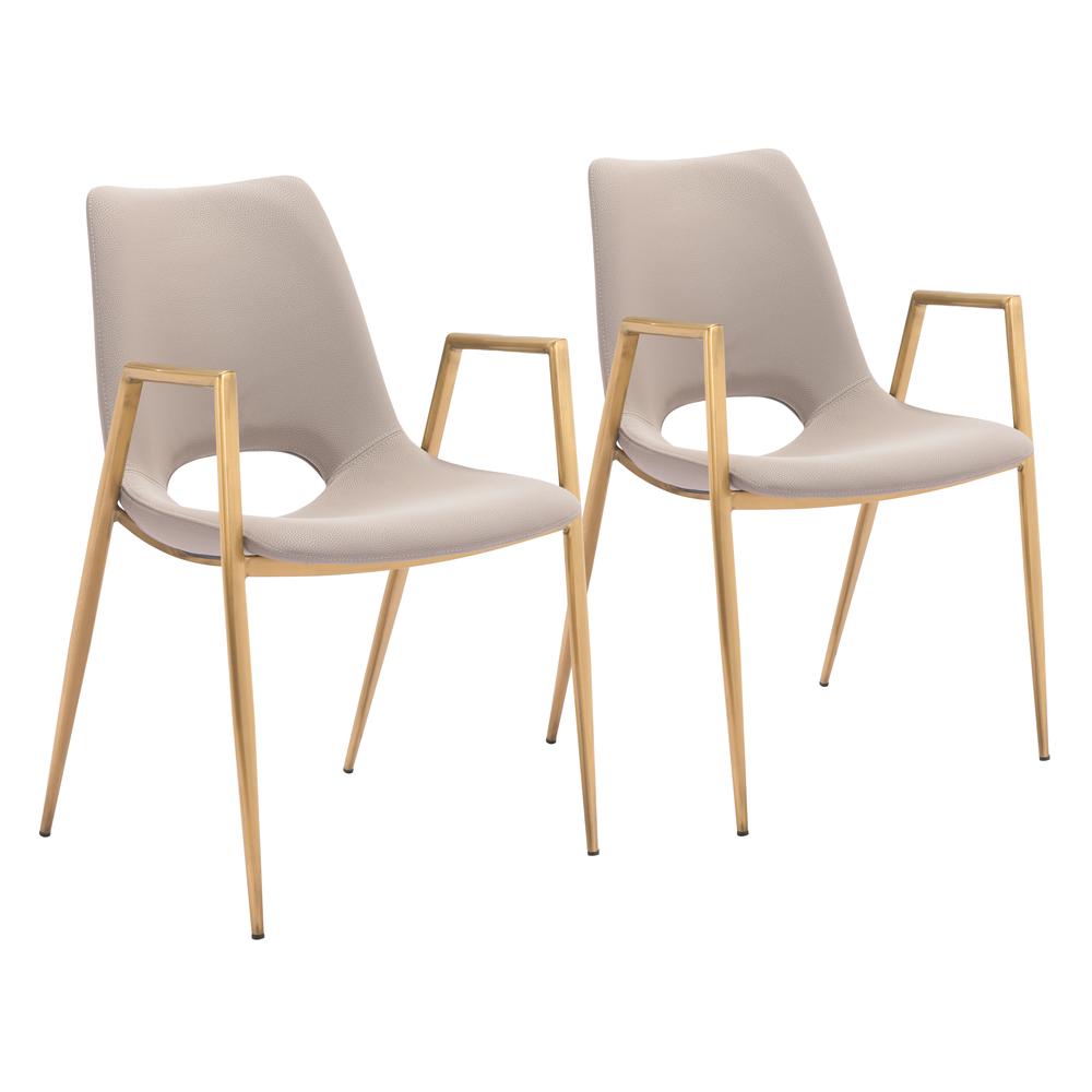 Desi Dining Chair (Set of 2) Beige & Gold. Picture 9