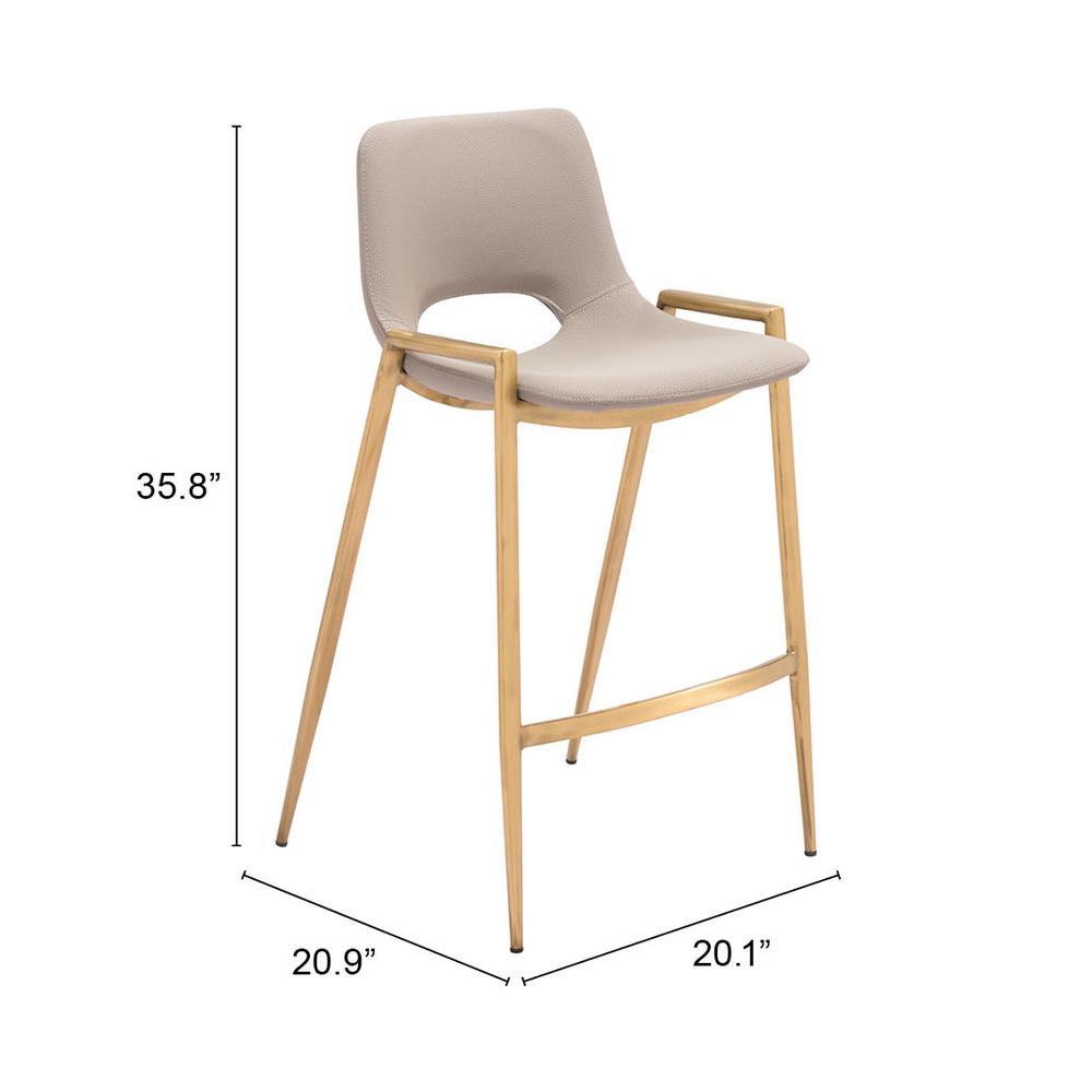 Desi Counter Stool (Set of 2) Beige & Gold. Picture 8