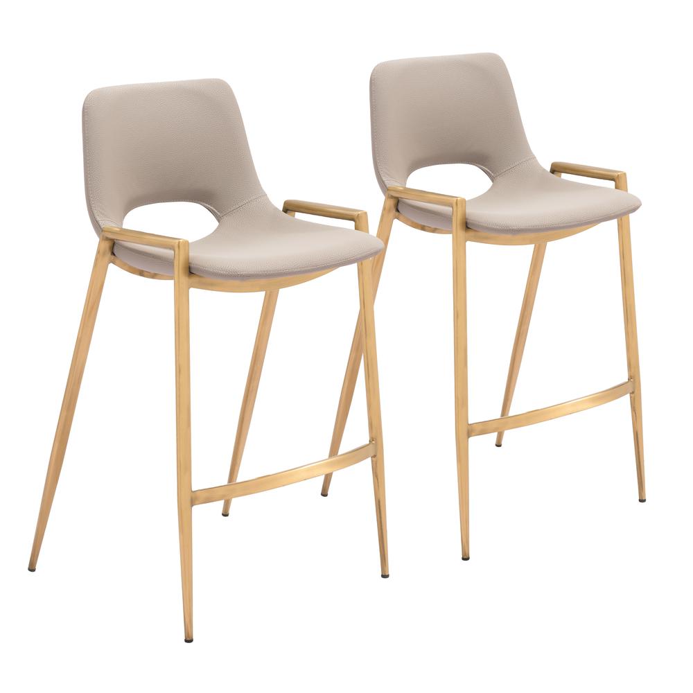 Desi Counter Stool (Set of 2) Beige & Gold. Picture 9