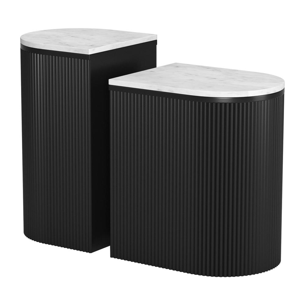 Ormara Side Table Set (2-Piece) White & Black. Picture 1