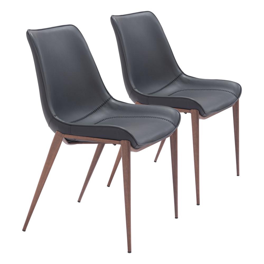 Magnus Dining Chair (Set of 2) Black & Walnut. Picture 2