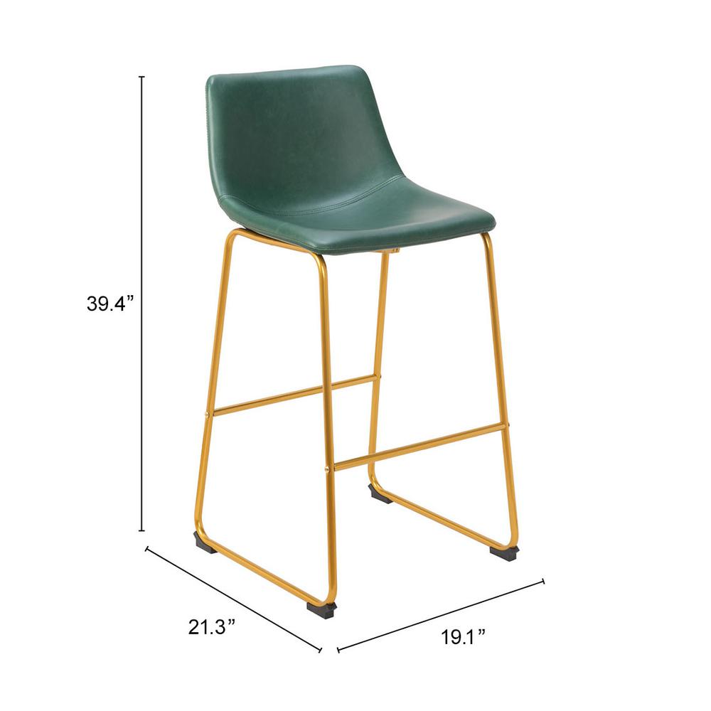 Augusta Barstool (Set of 2) Green & Gold. Picture 3