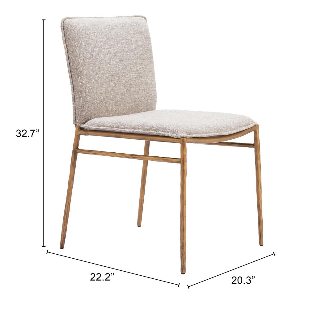 Nordvest Dining Chair Beige & Gold. Picture 2
