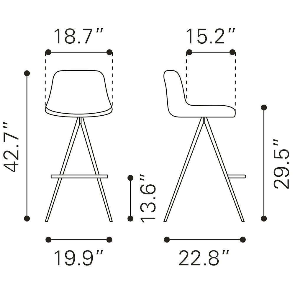 Aki Barstool (Set of 2) White & Walnut. Picture 8