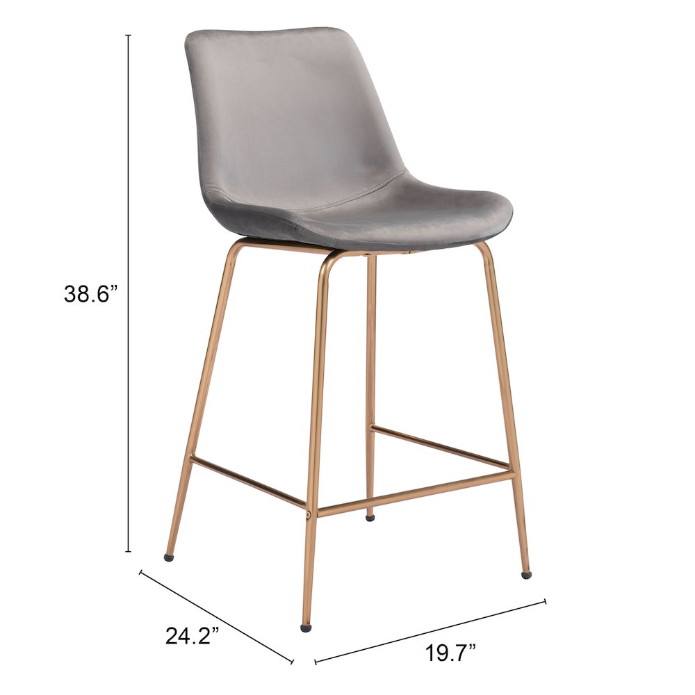 Tony Counter Stool Gray & Gold. Picture 8