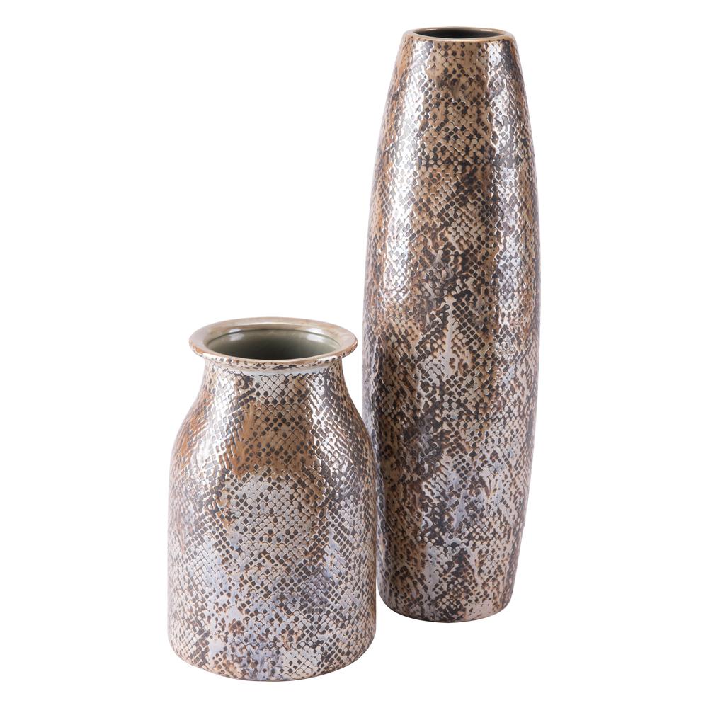 Snake Skin Tall Vase Brown