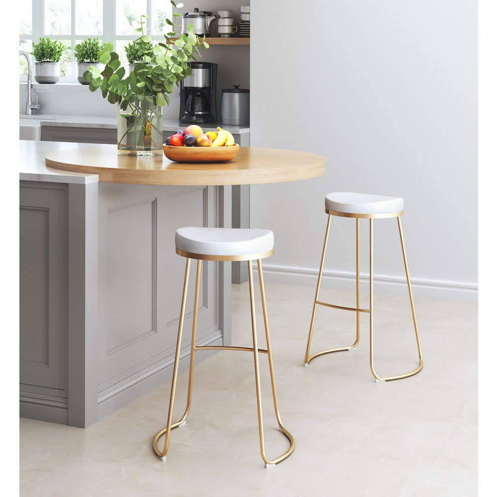 Bree Barstool (Set of 2) White & Gold. Picture 8