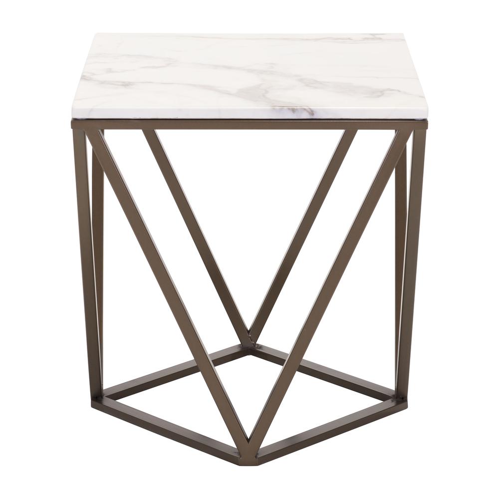 Tintern End Table White & Antique Bronze. Picture 2