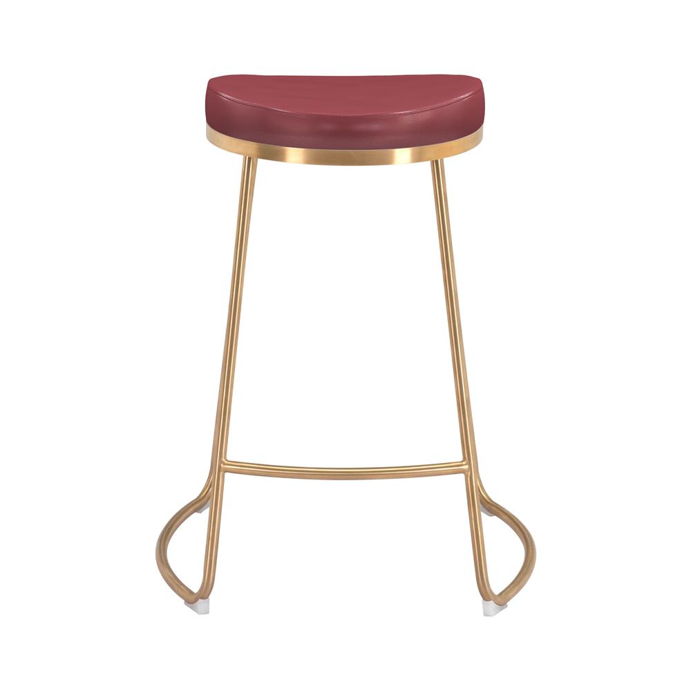 Bree Counter Stool (Set of 2) Burgundy & Gold. Picture 4