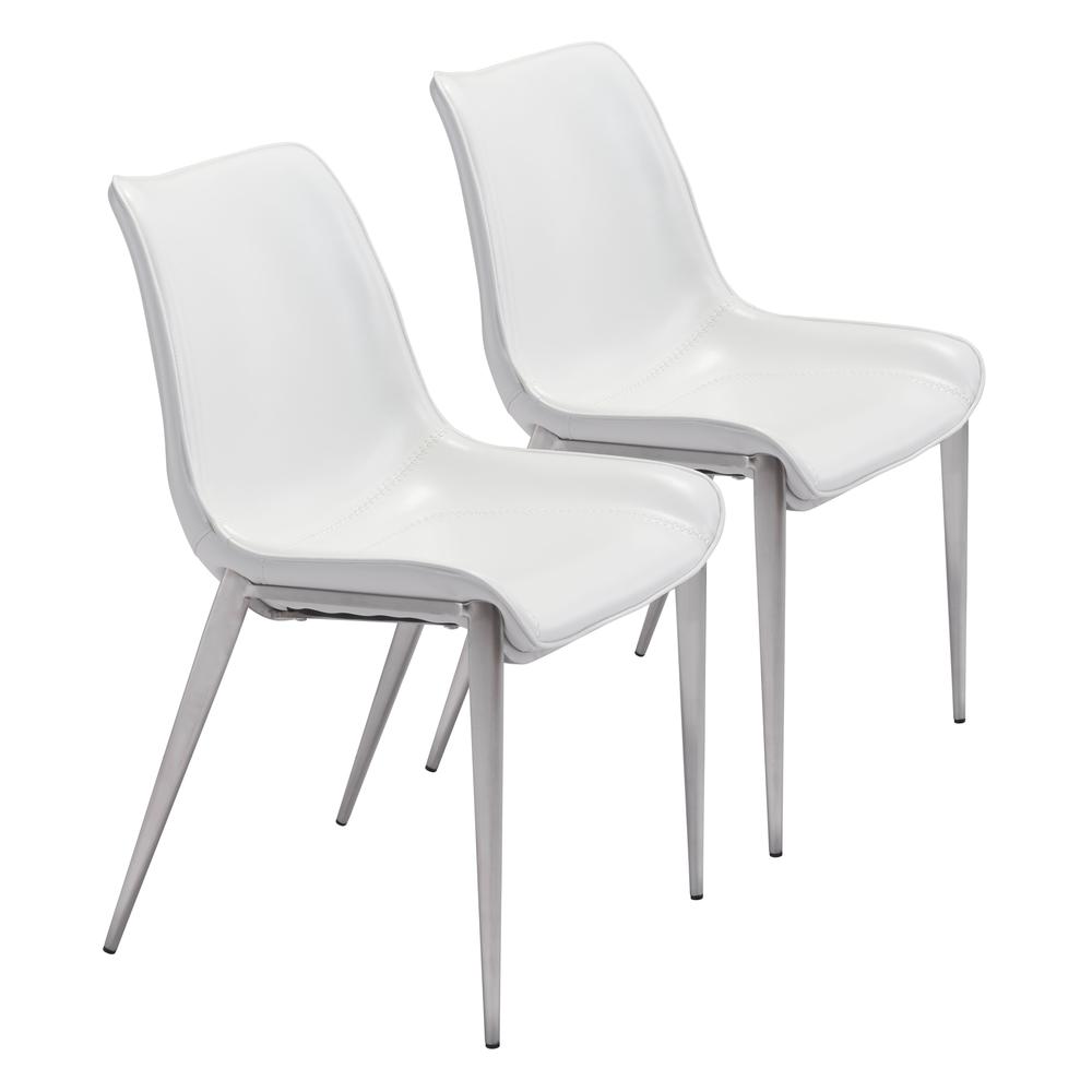 Magnus Dining Chair (Set of 2) White & Silver. The main picture.