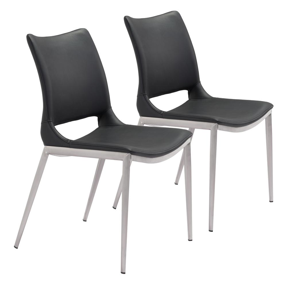 Ace Dining Chair (Set of 2) Black & Silver. Picture 1