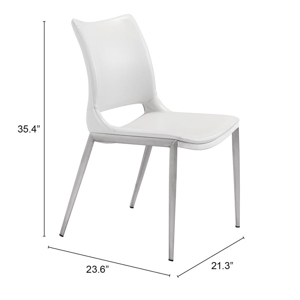 Ace Dining Chair (Set of 2) White & Silver. Picture 9
