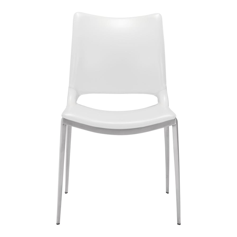 Ace Dining Chair (Set of 2) White & Silver. Picture 4