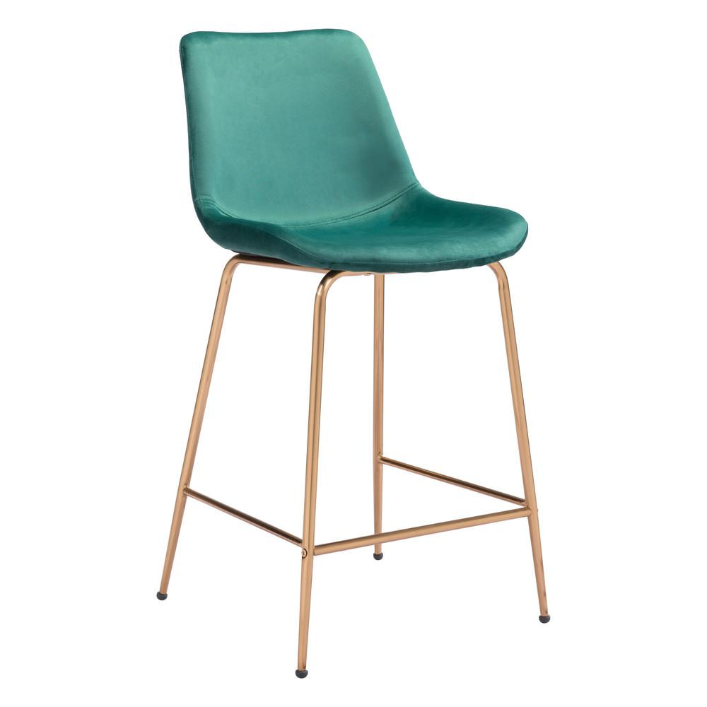 Tony Counter Stool Green & Gold. Picture 1
