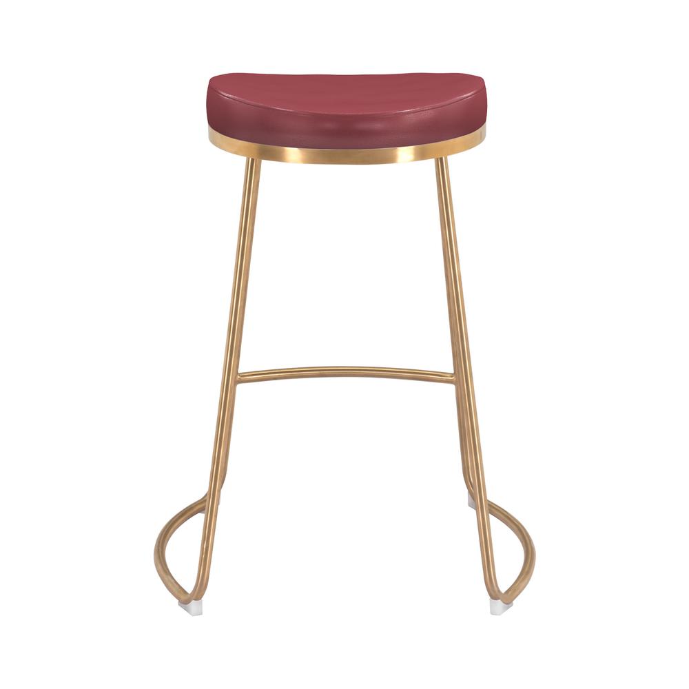 Bree Counter Stool (Set of 2) Burgundy & Gold. Picture 5
