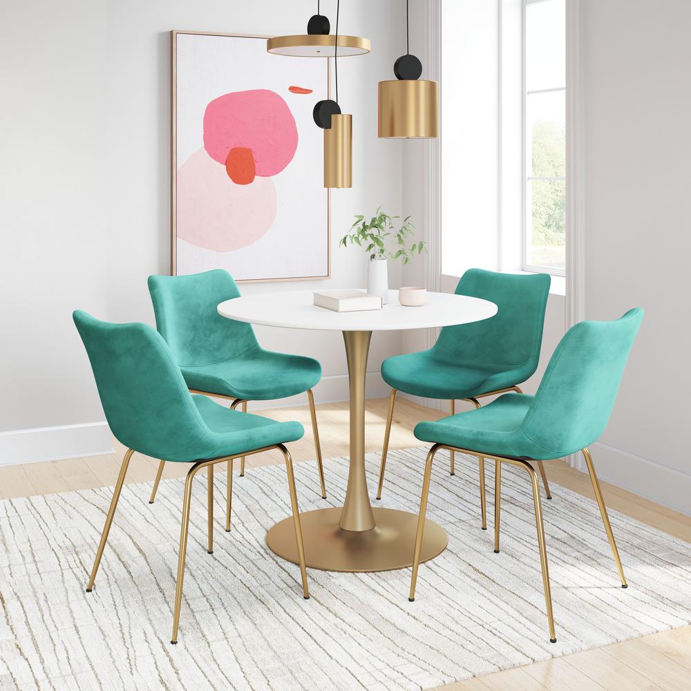 Tony Dining Chair (Set of 2) Green & Gold. Picture 8