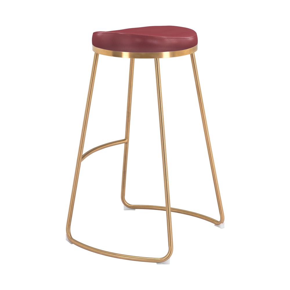 Bree Barstool (Set of 2) Burgundy & Gold. Picture 6