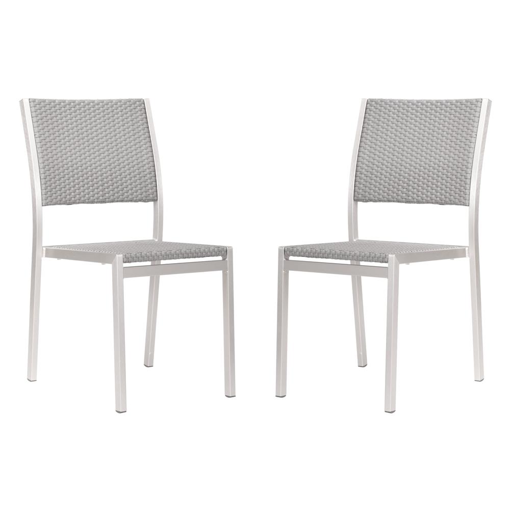 Metropolitan Armless Dining Chair (Set of 2) Gray & Silver. Picture 1
