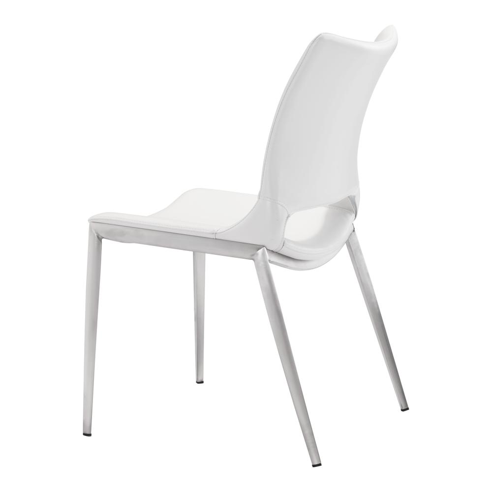 Ace Dining Chair (Set of 2) White & Silver. Picture 6