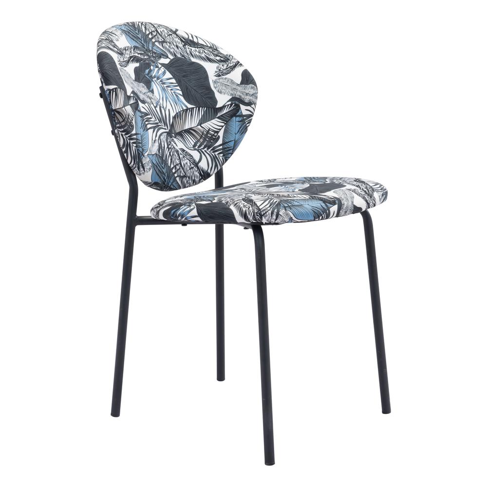 Clyde Dining Chair (Set of 2) Leaf Print & Black. Picture 2