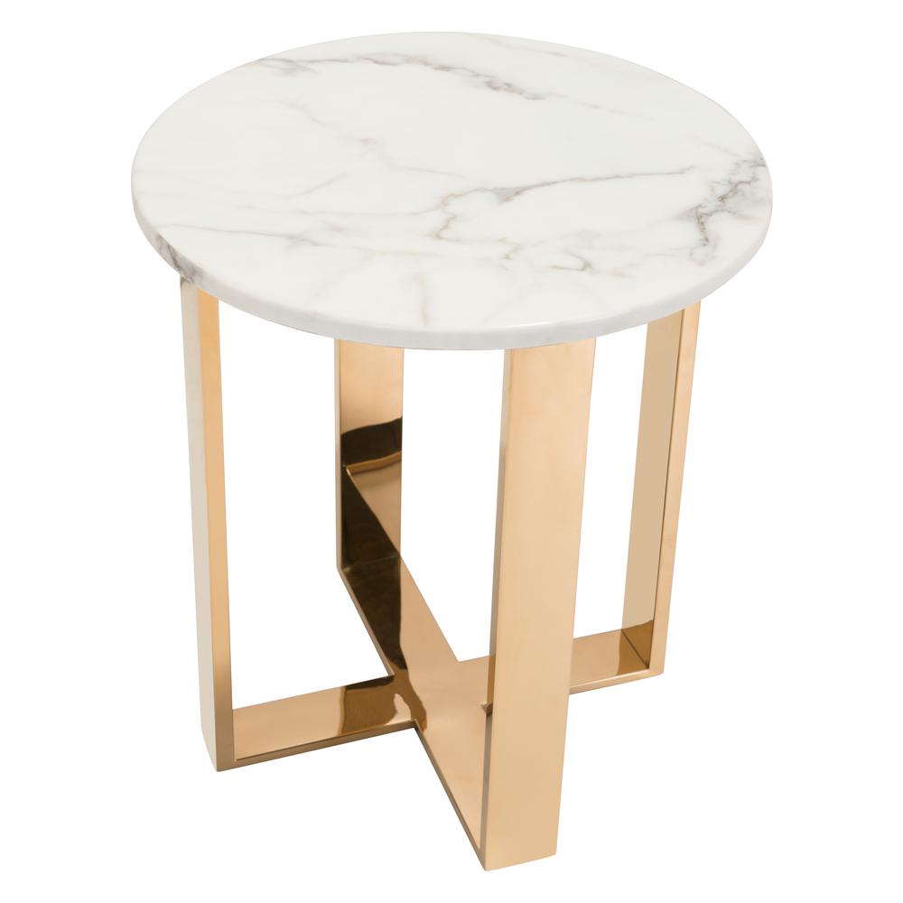 Atlas End Table White & Gold. Picture 4