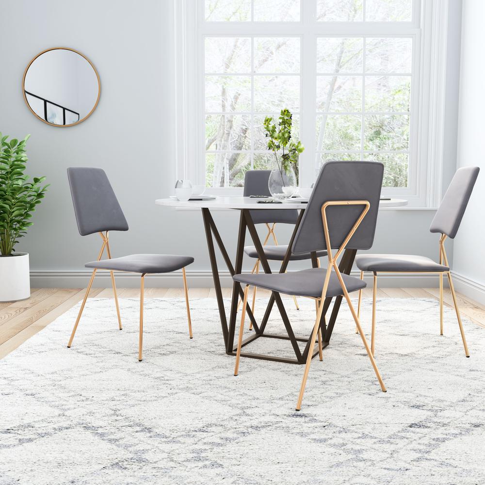 Chloe Dining Chair (Set of 2) Gray & Gold. Picture 7