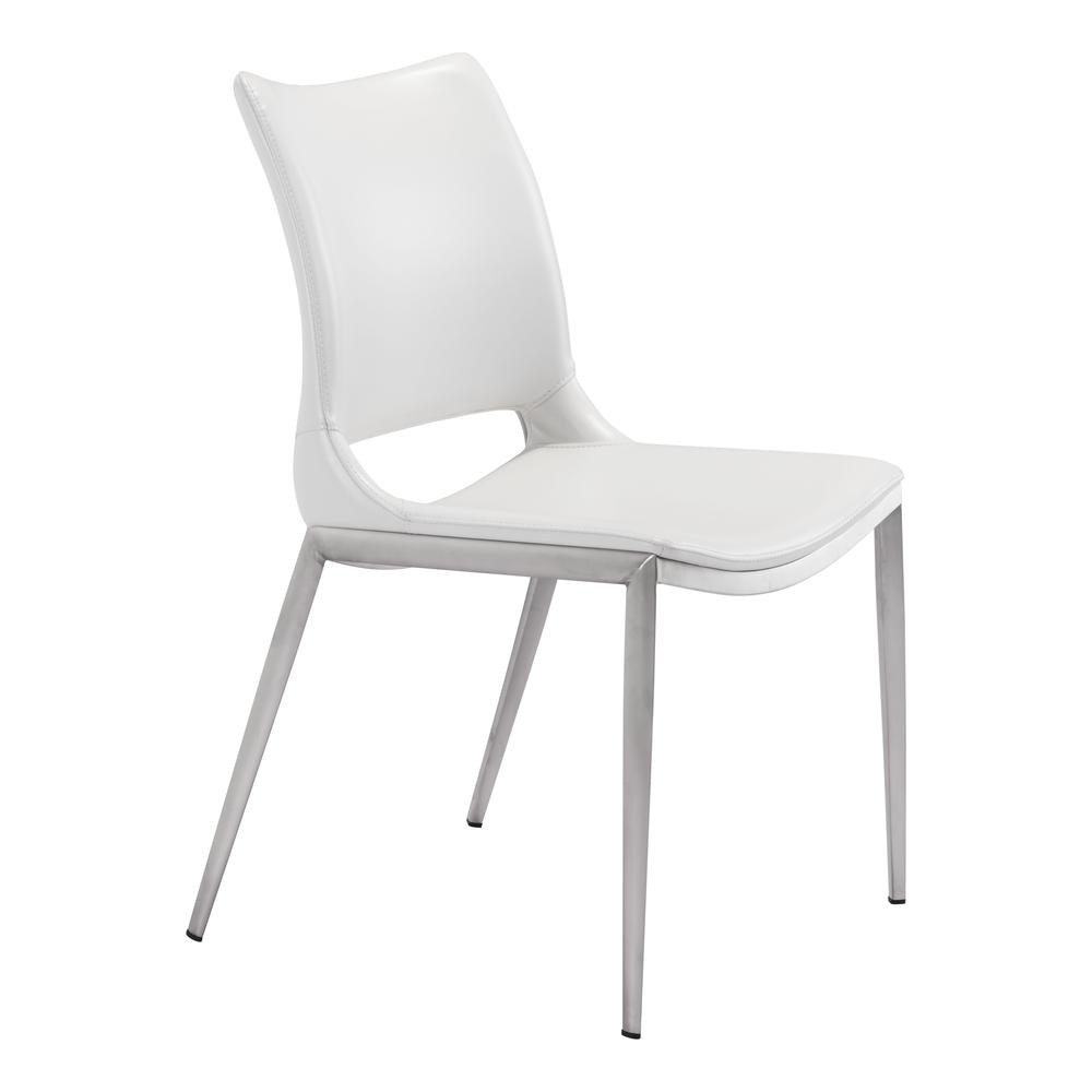Ace Dining Chair (Set of 2) White & Silver. Picture 2