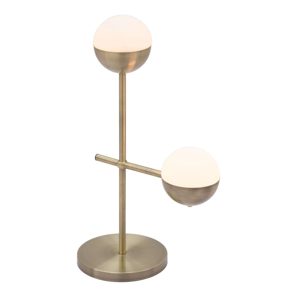 Table Lamp White & Brushed Bronze. Picture 1