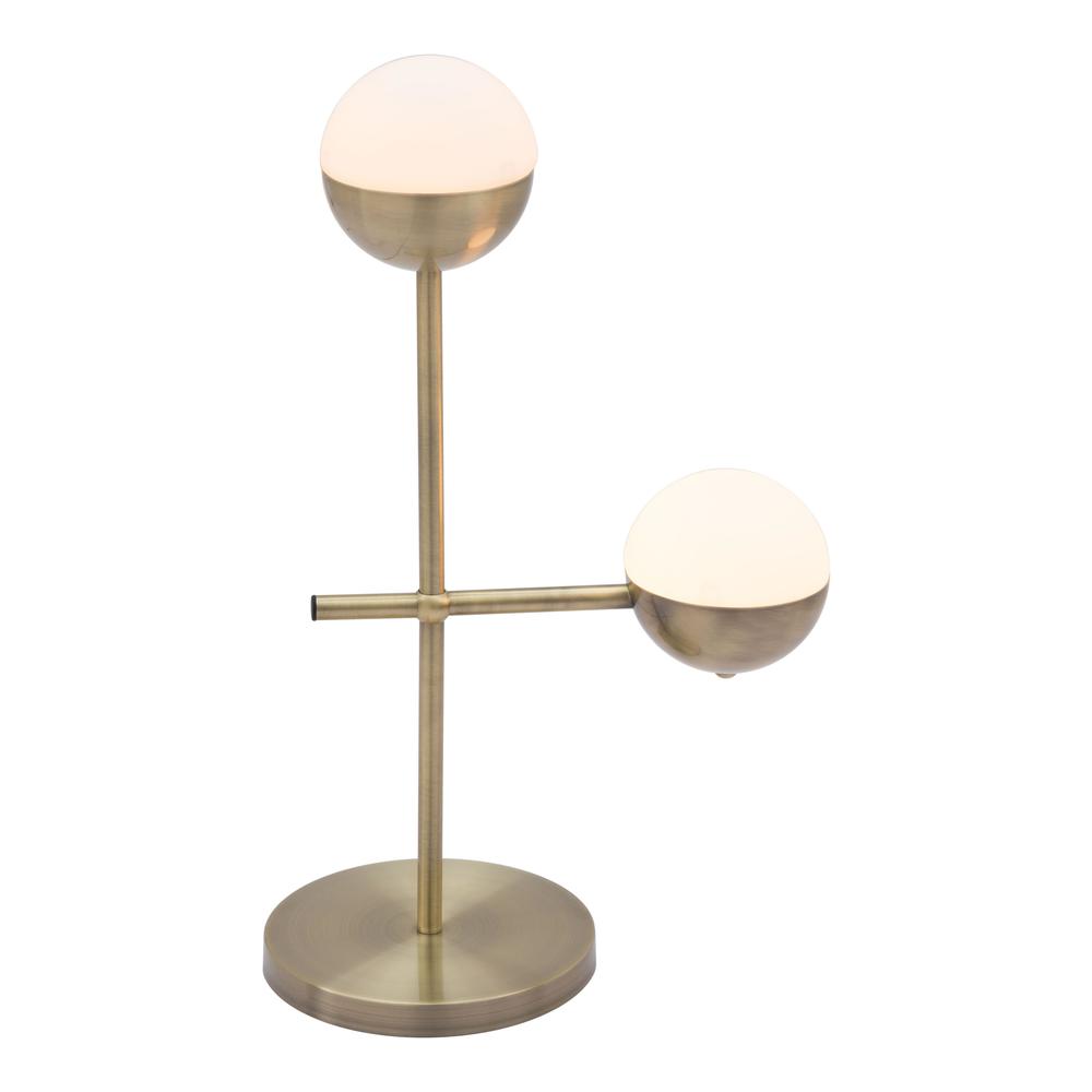 Table Lamp White & Brushed Bronze. Picture 2