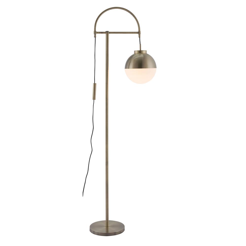 Floor Lamp White & Brushed Brass. Picture 1