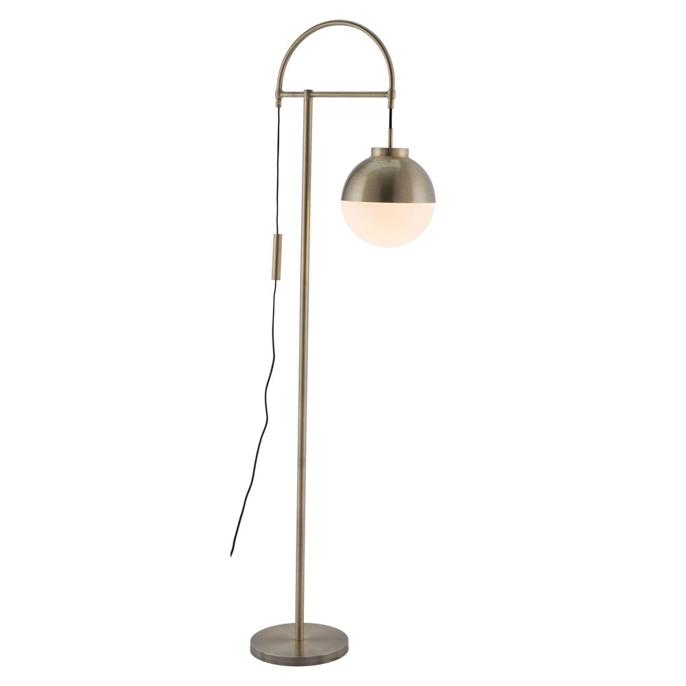 Floor Lamp White & Brushed Brass. Picture 2