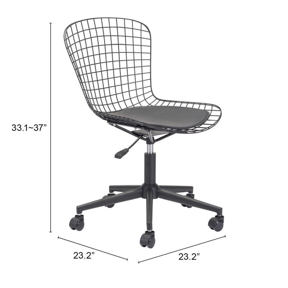 Wire Office Chair Black & Black Cushion. Picture 7
